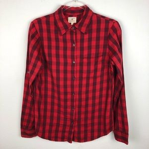 Sundry Plaid Flannel Button Down Top Size Small <3